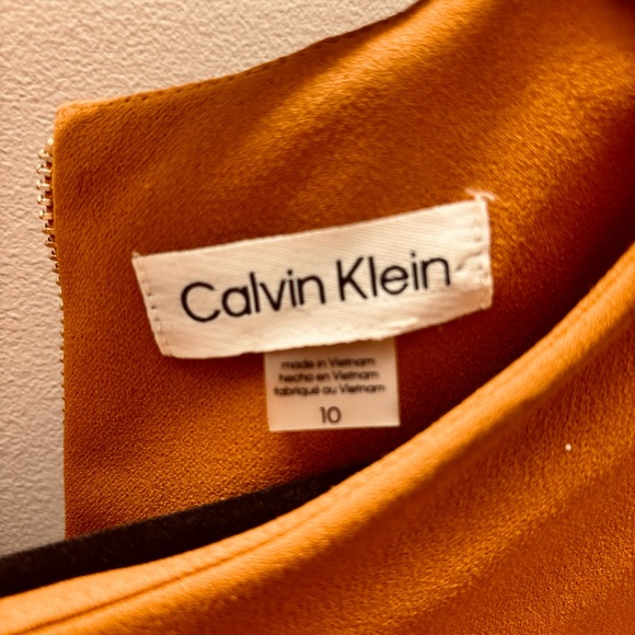 Calvin Klein Women’s Dress Gold Size 10 Shift short tulip live sleeve - Picture 8 of 10
